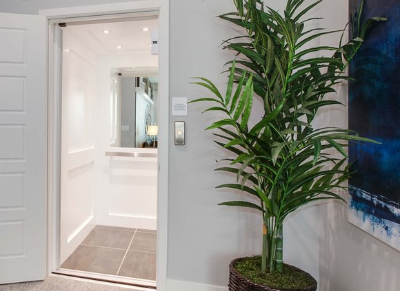 Elevator with white interior