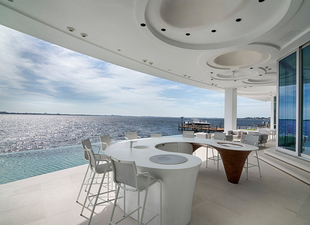 Modern waterfront patio