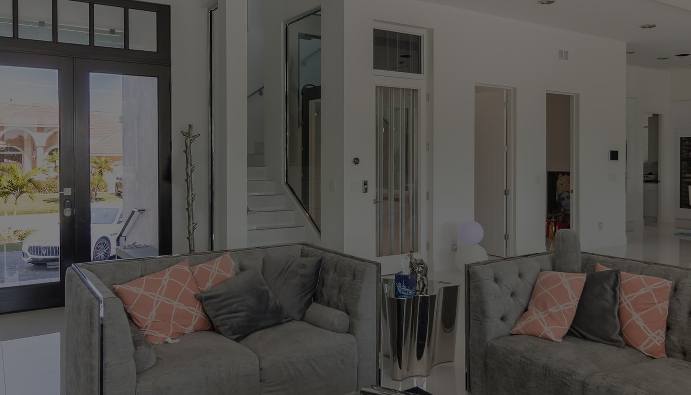 Elevator doorway in a modern open concept home