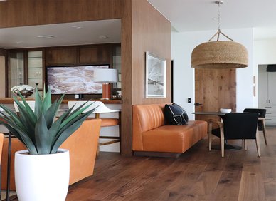 Family room showing home elevator