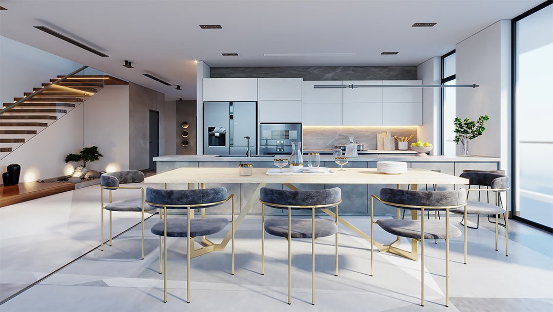 Open concept modern kitchen