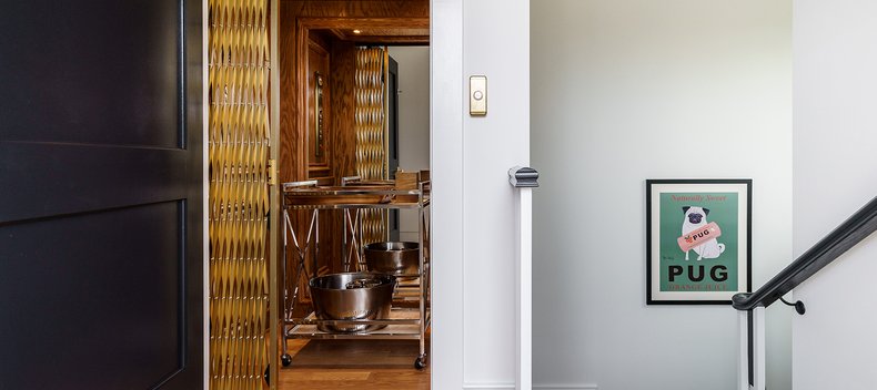 Elevator next to stairway