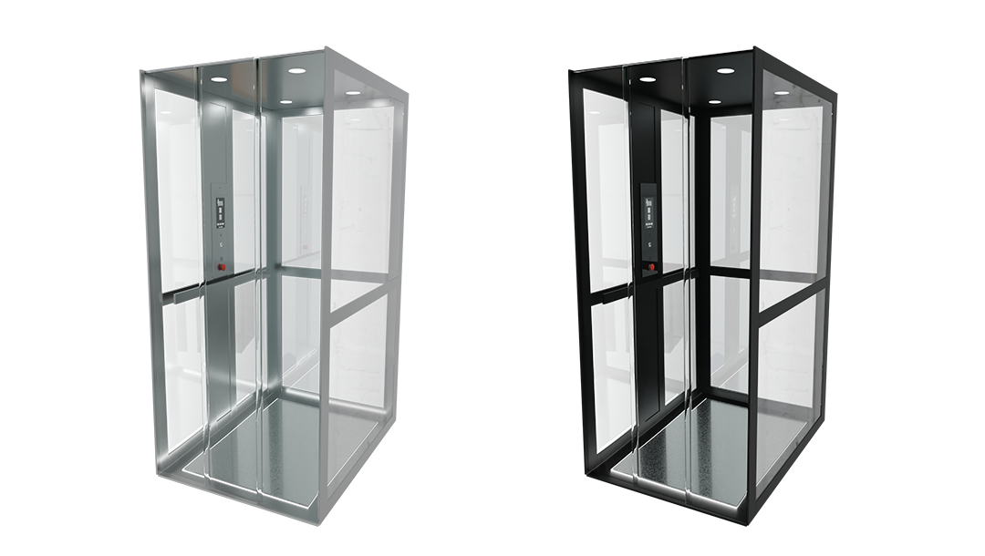 Two examples of the The Vision Glass Elevator Cab
